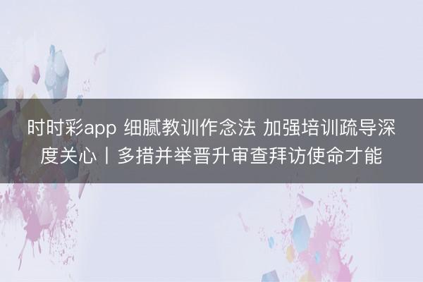 时时彩app 细腻教训作念法 加强培训疏导深度关心丨多措并举晋升审查拜访使命才能