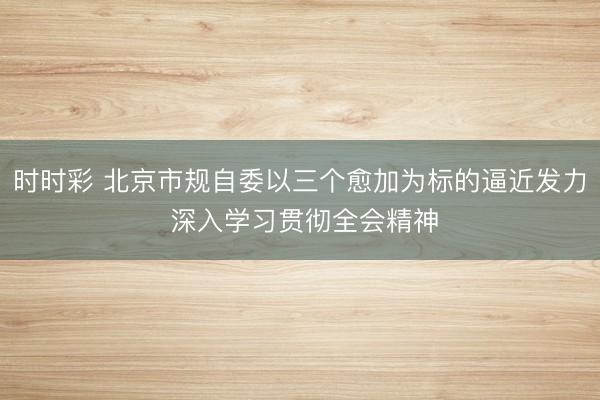 时时彩 北京市规自委以三个愈加为标的逼近发力 深入学习贯彻全会精神